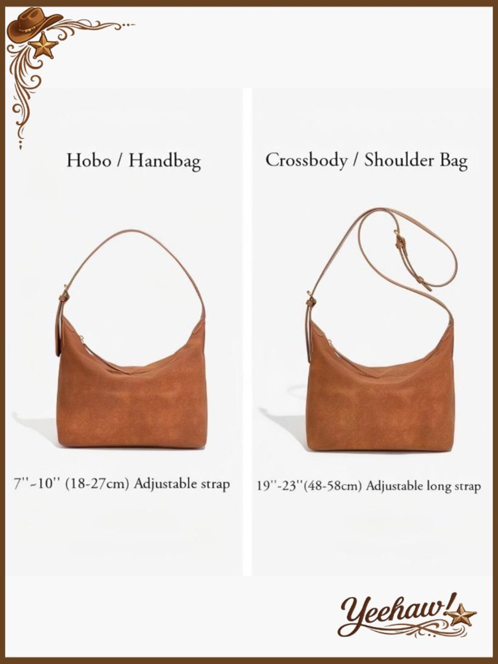 Faux Suede Hobo Bag with 2 Straps, Lightweight Crossbody Purse - Picture 7 of 7